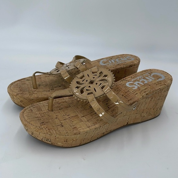 CIRCUS BY SAM EDELMAN Womens Pink 1" Platform CorkRocky Thong Sandals - Picture 2 of 7